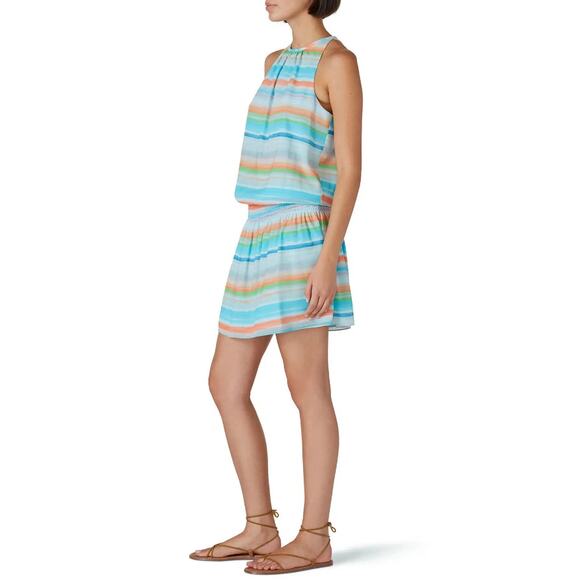 RAMY BROOK X RTR Women's Blue Multi Printed Paris Sleeveless Dress Size Large - Picture 3 of 8